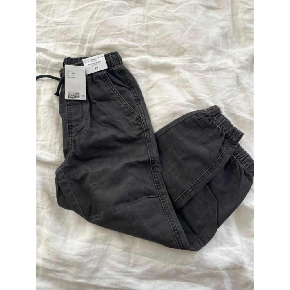 H&M Boys Black Demin Jogger Size 7-8 Years NWT